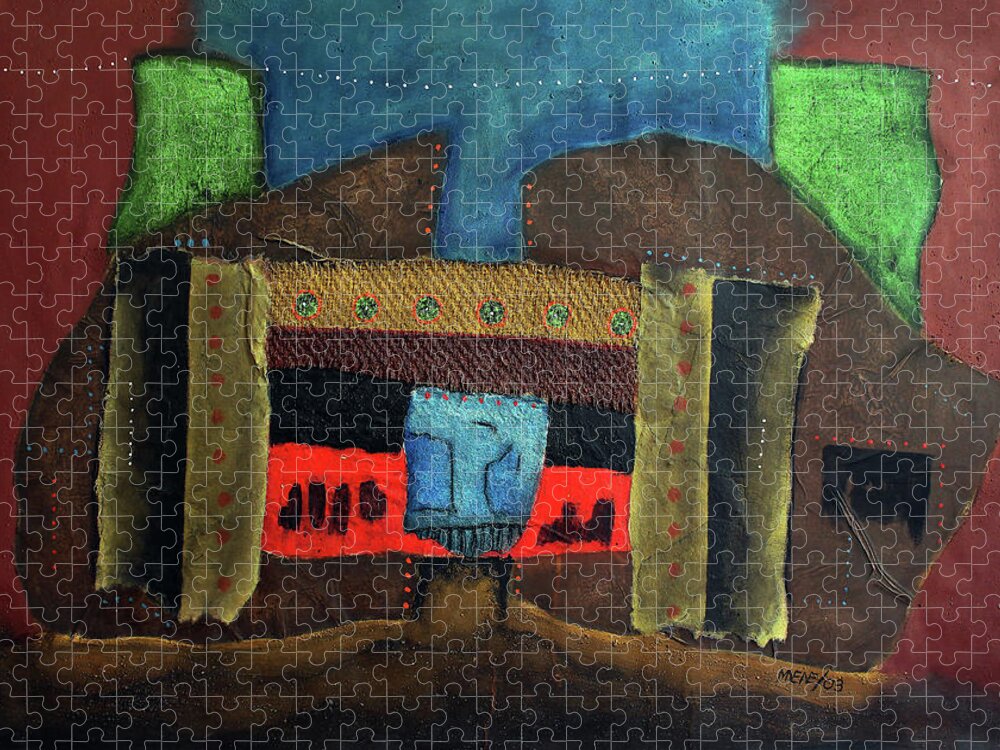 African Art Jigsaw Puzzle featuring the painting Blue Jeans by Michael Nene