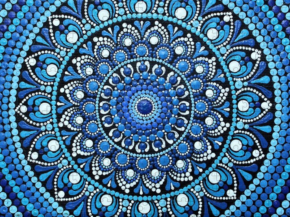Blue Mandala Jigsaw Puzzle by Archana - Pixels
