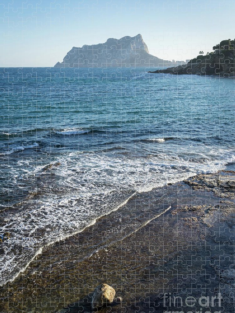 Mediterranean Sea Jigsaw Puzzle featuring the photograph Blue Mediterranean Sea and the Penon de Ifach in Calpe by Adriana Mueller