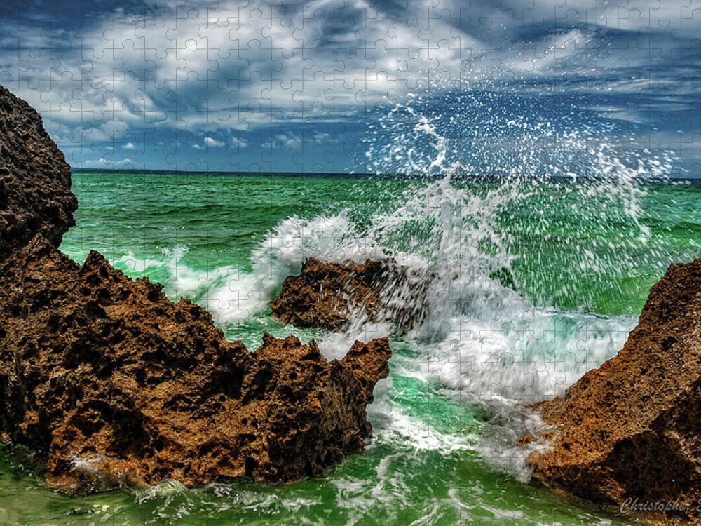 Rocks Jigsaw Puzzle featuring the photograph Blue Meets Green by Christopher Holmes