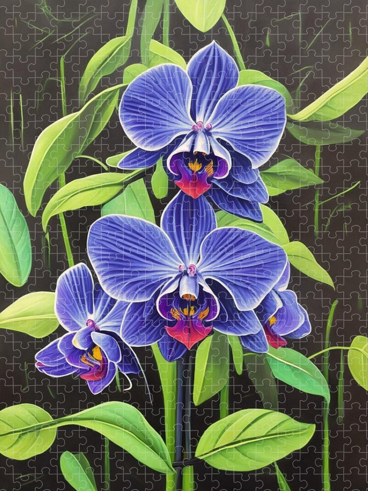 Blue Orchid Jigsaw Puzzle featuring the digital art Blue Orchid by Long Shot