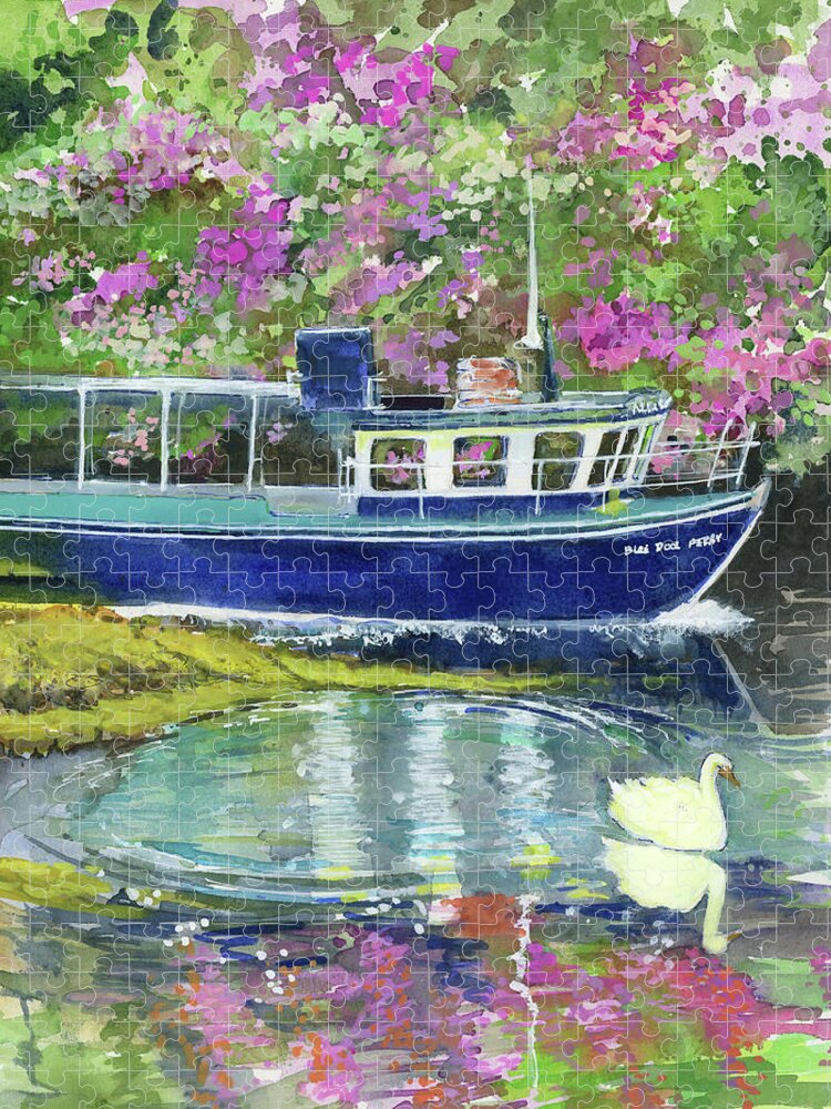Ireland Jigsaw Puzzle featuring the painting Blue Pool, Glengarriff Co. Cork by Rebecca Matthews