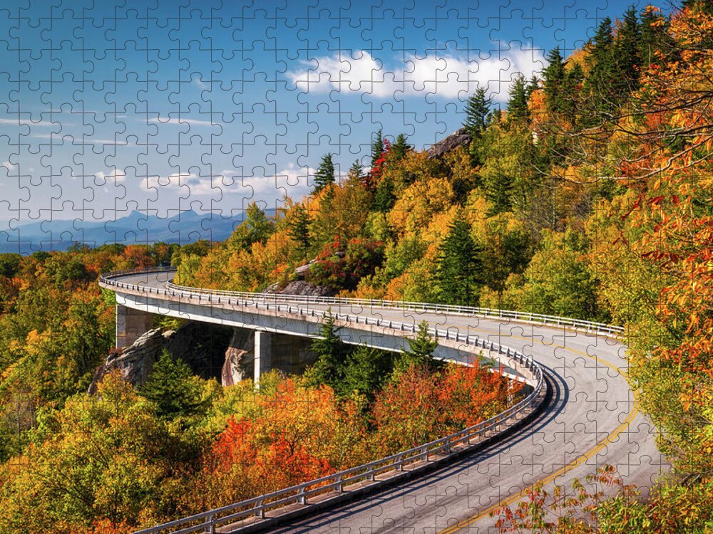 Linn Cove Viaduct Jigsaw Puzzle featuring the photograph Blue Ridge Parkway Linn Cove Viaduct - North Carolina by Dave Allen