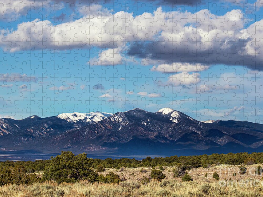 Taos Jigsaw Puzzle featuring the photograph Blue Skies Over Taos Mountains by Elijah Rael