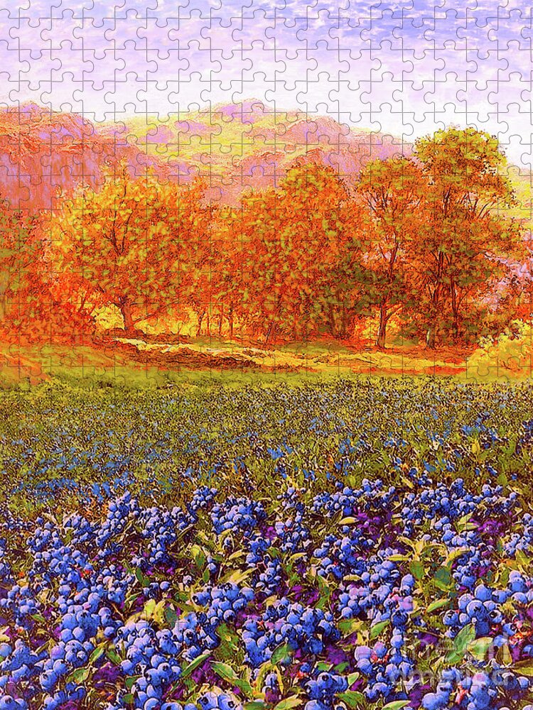 Tree Jigsaw Puzzle featuring the painting Blueberry Fields by Jane Small