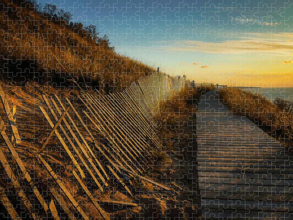 Boardwalk Jigsaw Puzzle featuring the photograph Boardwalk Overlook At Sunset by Owen Weber