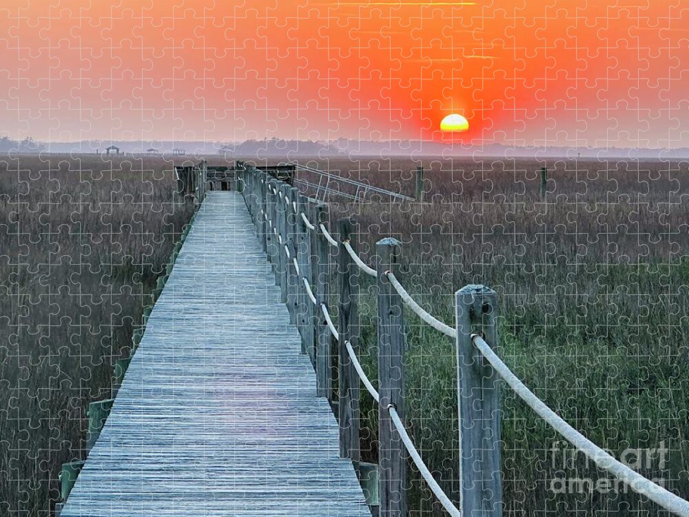 Sunset Jigsaw Puzzle featuring the photograph Boardwalk Sunset by Catherine Wilson