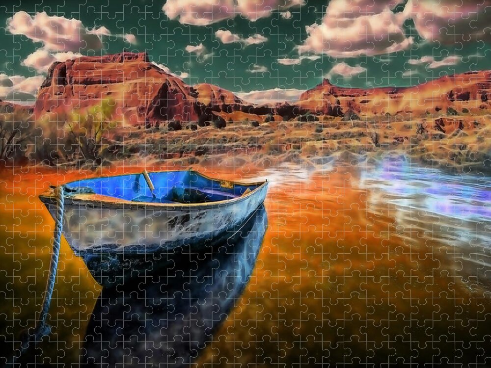 Boat Jigsaw Puzzle featuring the mixed media Boat Trip by Marvin Blaine