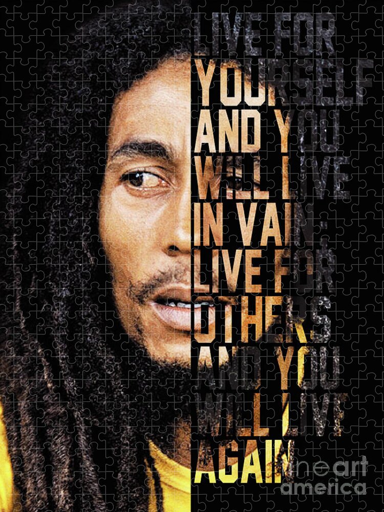 Bob Marley Live For Others Face Quote Art Design Puzzle For Sale By Gng Bros