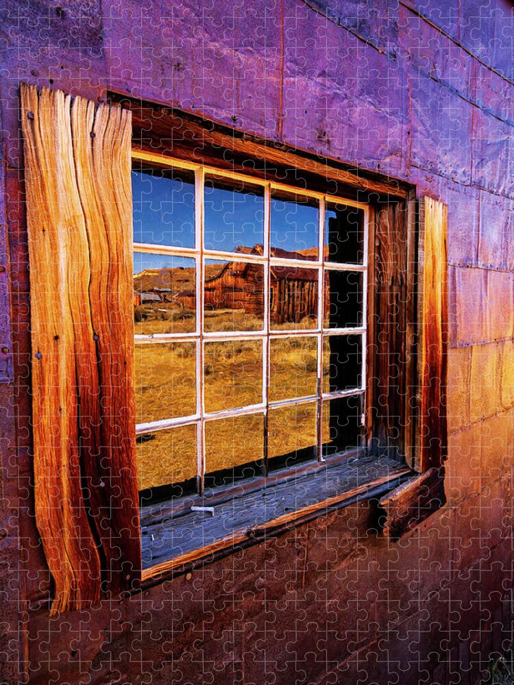 Reflection Jigsaw Puzzle featuring the photograph Bodie Purple Tin Reflection by Ryan Huebel