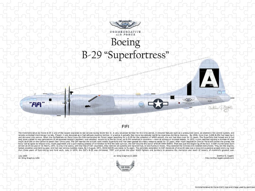 Boeing Jigsaw Puzzle featuring the digital art Boeing B-29 Superfortress FIFI by Arthur Eggers