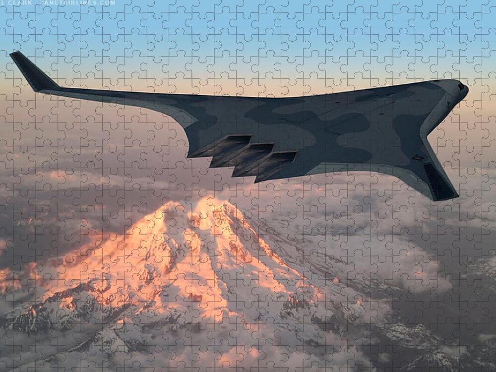 Boeing Jigsaw Puzzle featuring the digital art Boeing BWB Bomber by Custom Aviation Art