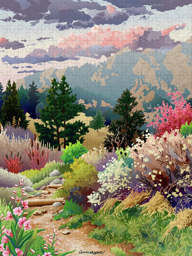 Serigraph Jigsaw Puzzle featuring the digital art Bolder Boulder 10K Poster 2007 by Anne Gifford