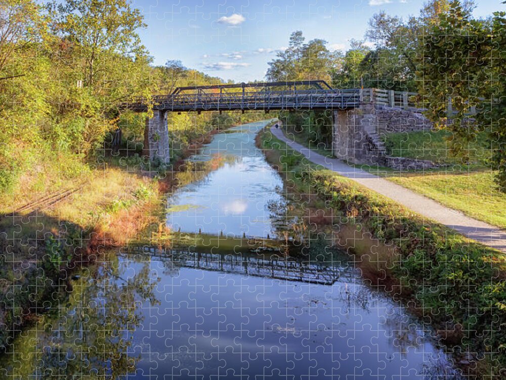 Bollman Truss Bridge Jigsaw Puzzle featuring the photograph Bollman Iron Truss Bridge - Williamsport by Susan Rissi Tregoning