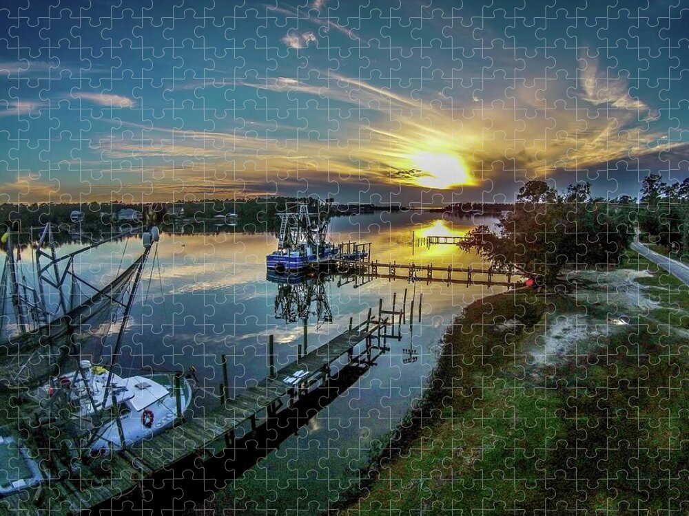 Bon Secour Jigsaw Puzzle featuring the photograph Bon Secour River Sunset by Michael Thomas