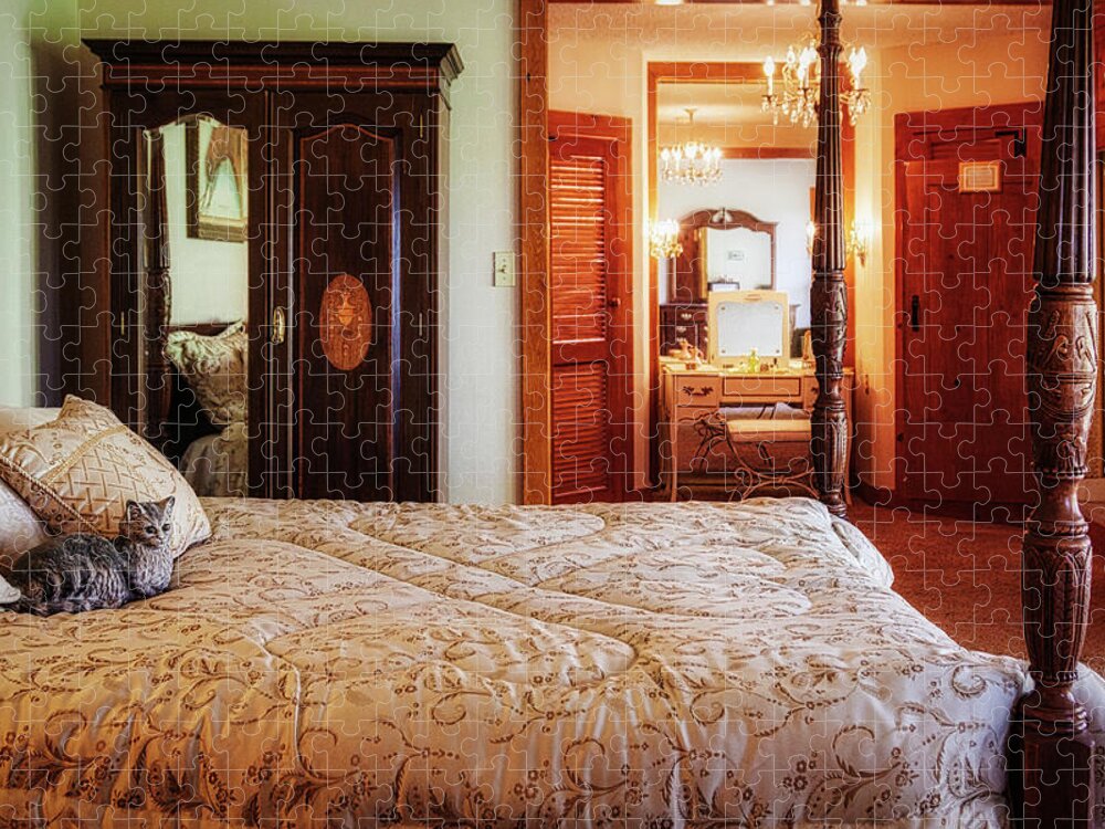 Bonnie Springs Jigsaw Puzzle featuring the photograph Bonnie Springs Ranch bedroom, Nevada by Tatiana Travelways