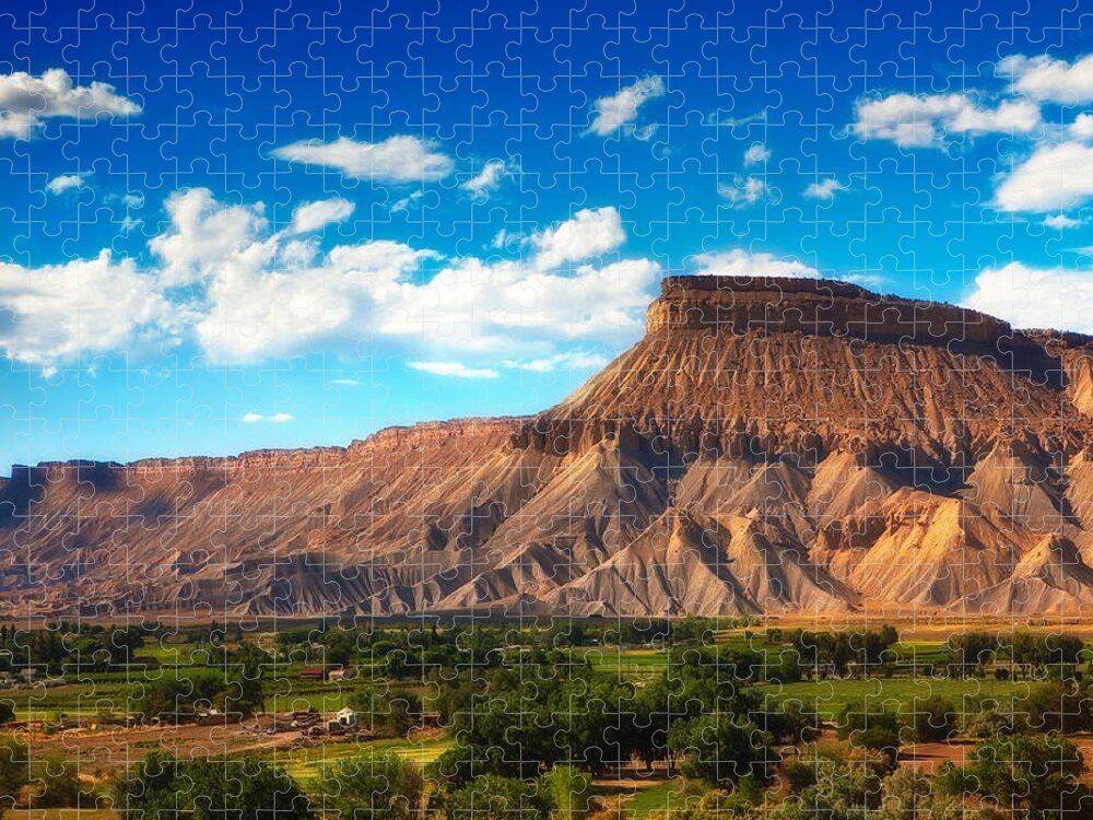 Photograph Jigsaw Puzzle featuring the photograph Bookcliffs and Mount Garfield at Grand Junction, Colorado by John A Rodriguez