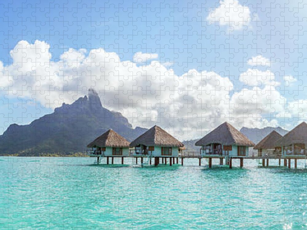 Resort Jigsaw Puzzle featuring the photograph Bora Bora resort panoramic by Matteo Colombo