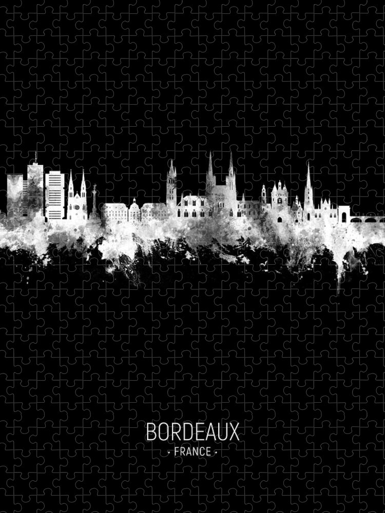 Bordeaux Jigsaw Puzzle featuring the digital art Bordeaux France Skyline #49 by Michael Tompsett