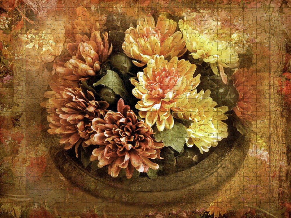 Flowers Jigsaw Puzzle featuring the photograph Bordered Mums by Jessica Jenney