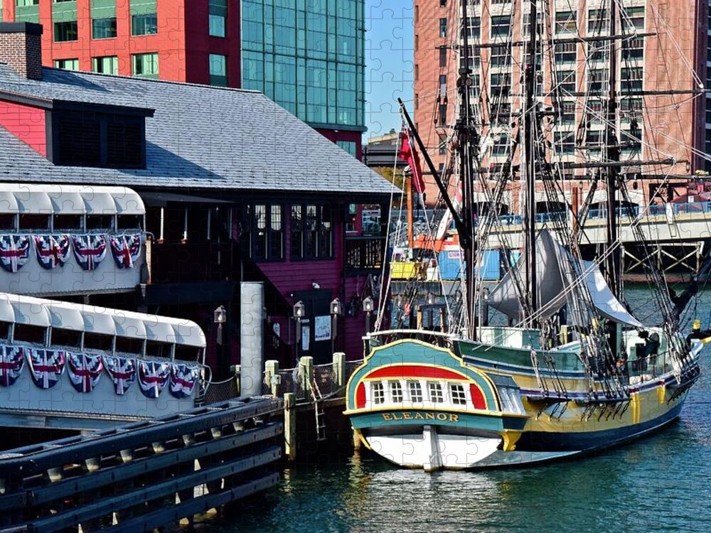 Boston Jigsaw Puzzle featuring the photograph Boston Harbor Daytime tea Party Museum by Frozen in Time Fine Art Photography