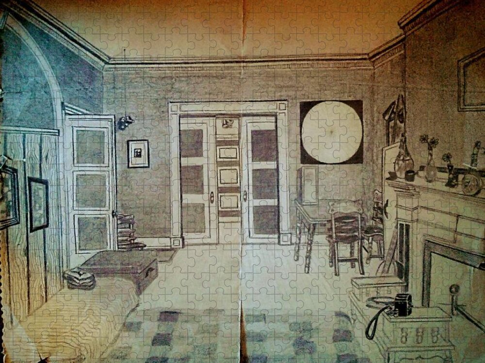 Pencil Jigsaw Puzzle featuring the drawing The Boston apt. by James RODERICK