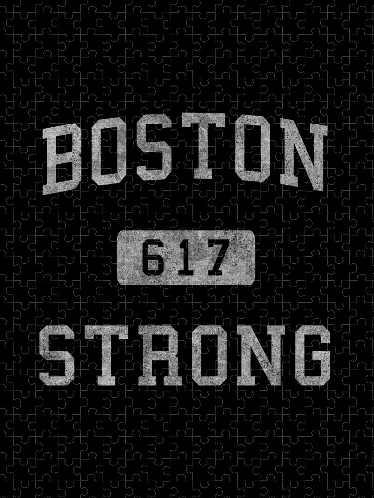 Funny Jigsaw Puzzle featuring the digital art Boston Strong Retro by Flippin Sweet Gear