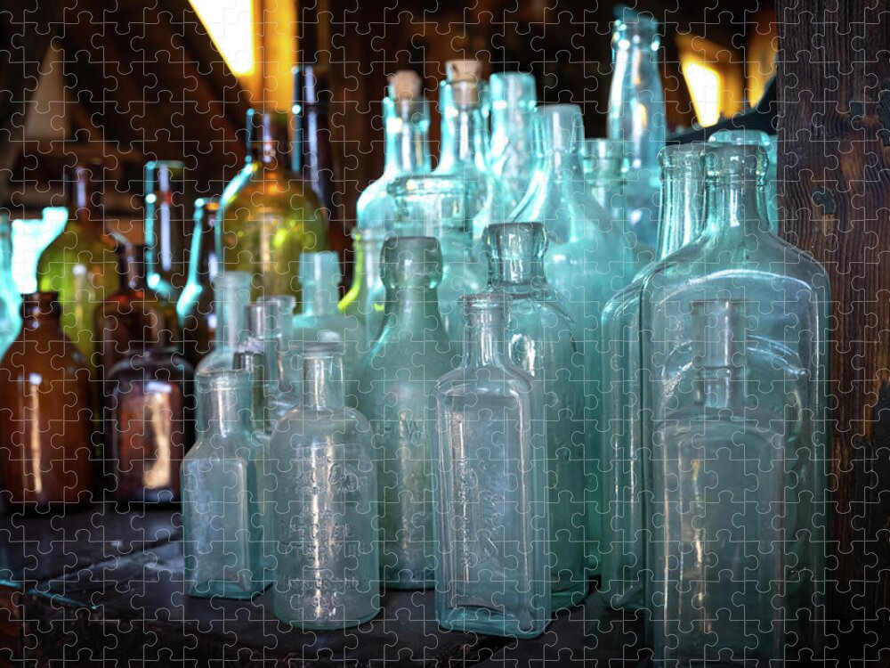 Old Jigsaw Puzzle featuring the photograph Bottles by Mary Hone