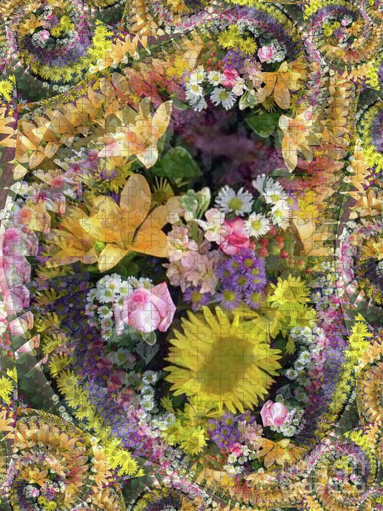 Bouquet Jigsaw Puzzle featuring the digital art Bouquet Fractal by Charles Robinson