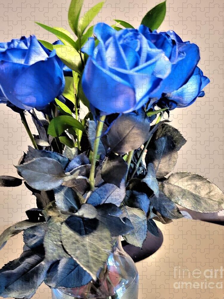 Bouquet Jigsaw Puzzle featuring the painting Bouquet of Blue Roses by Jimmy Clark