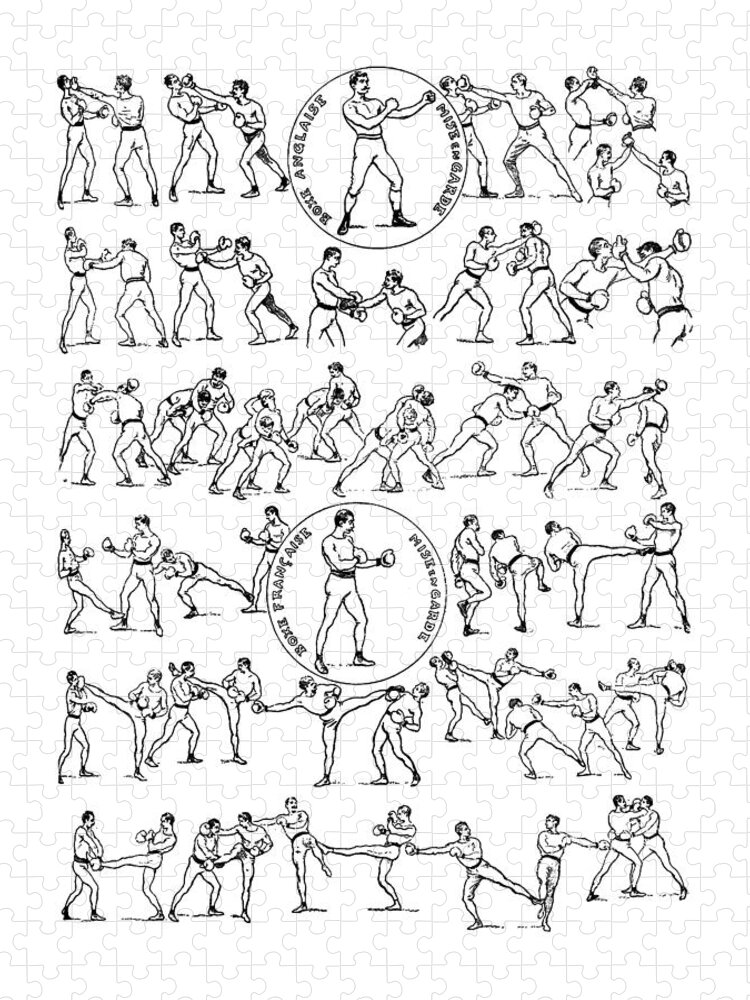 Boxing Jigsaw Puzzle featuring the drawing Boxing champion by Madame Memento