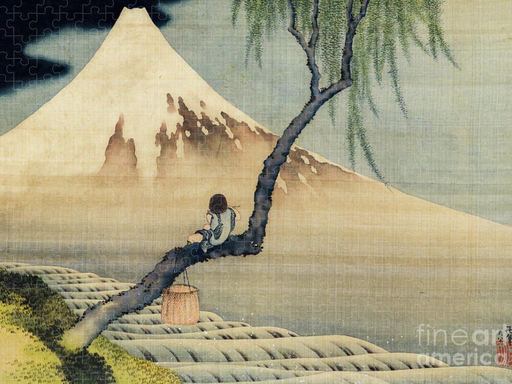 Boy Viewing Mount Fuji Hokusai Jigsaw Puzzle by Katsushika