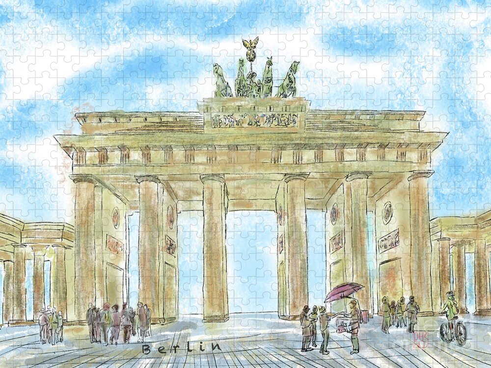 Germany Jigsaw Puzzle featuring the painting Brandenburg Gate, Berlin, Germany by Horst Rosenberger