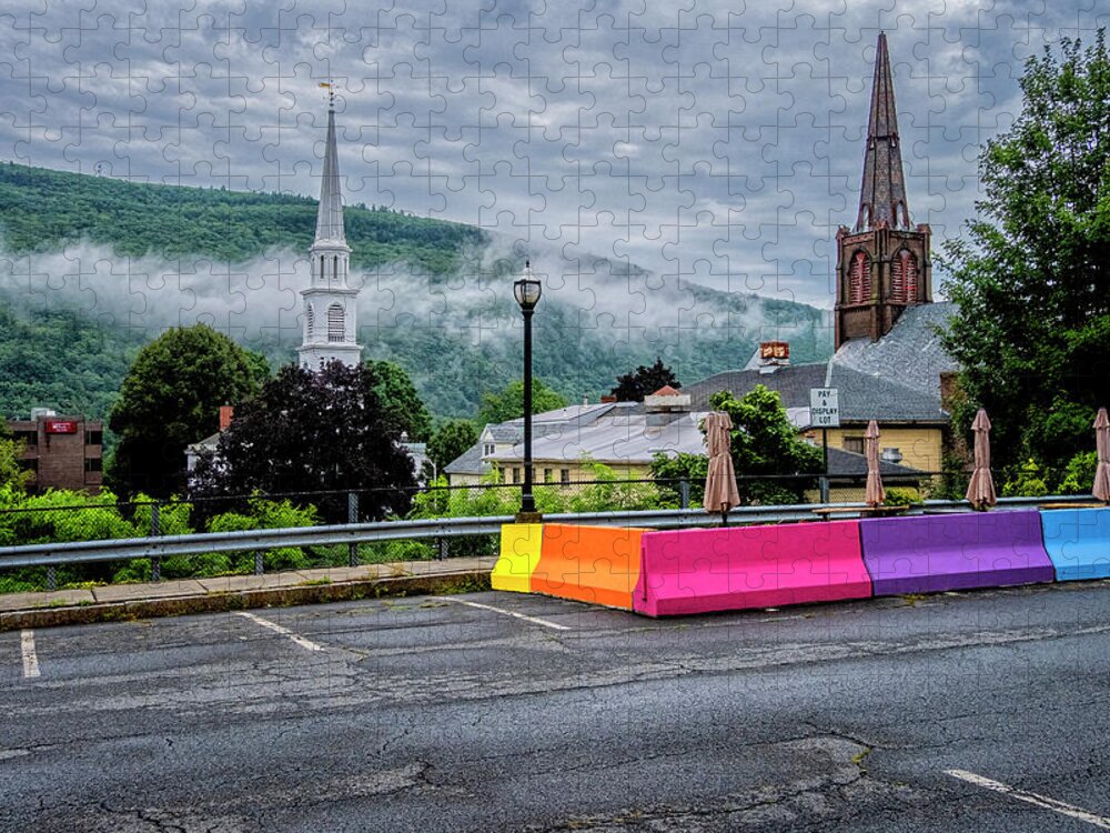 East Dover Vermont Jigsaw Puzzle featuring the photograph Brattleboro Steeples by Tom Singleton