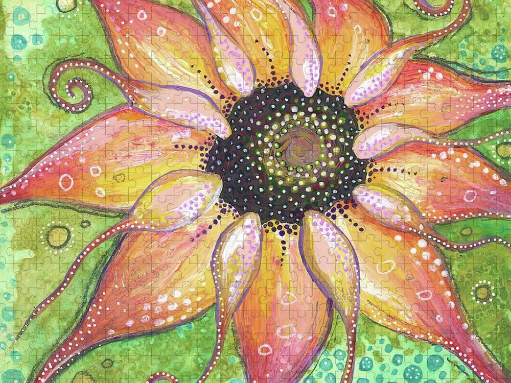 Sunflower Painting Jigsaw Puzzle featuring the painting Breathe In the New You by Tanielle Childers