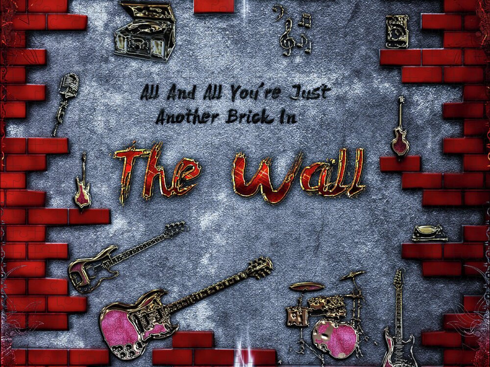 Brick In The Wall Jigsaw Puzzle featuring the digital art The Wall by Michael Damiani