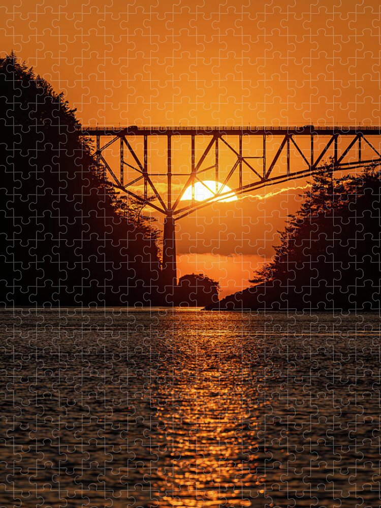 Bridge Jigsaw Puzzle featuring the photograph Bridge and Sun by Gary Skiff