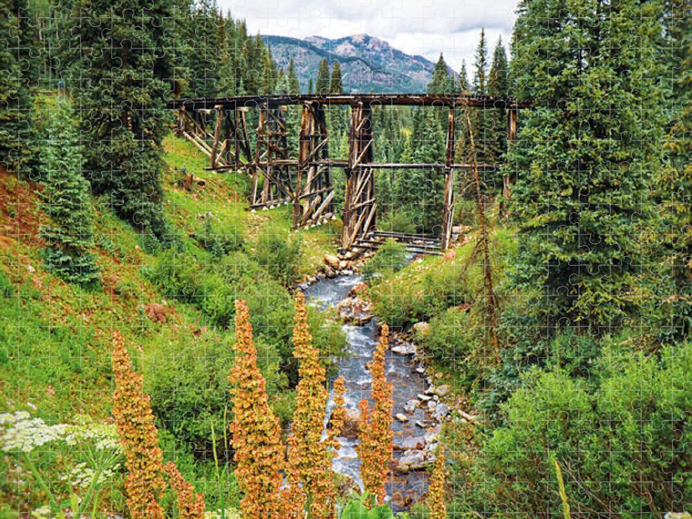 Mountain Jigsaw Puzzle featuring the photograph Bridge down a Backroad by Go and Flow Photos