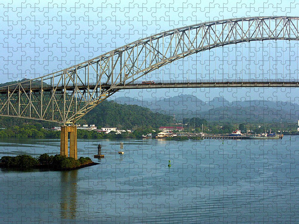 Bridge Jigsaw Puzzle featuring the photograph Bridge of the Americas by Karen Zuk Rosenblatt