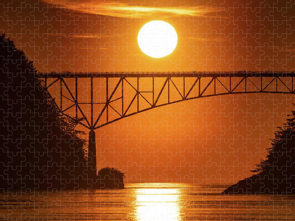 Sunset Jigsaw Puzzle featuring the photograph Bridge Sunset 1 by Gary Skiff