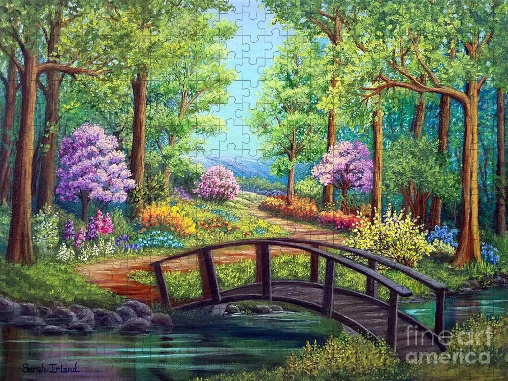 Bridge Jigsaw Puzzle featuring the painting Bridge to Spring by Sarah Irland