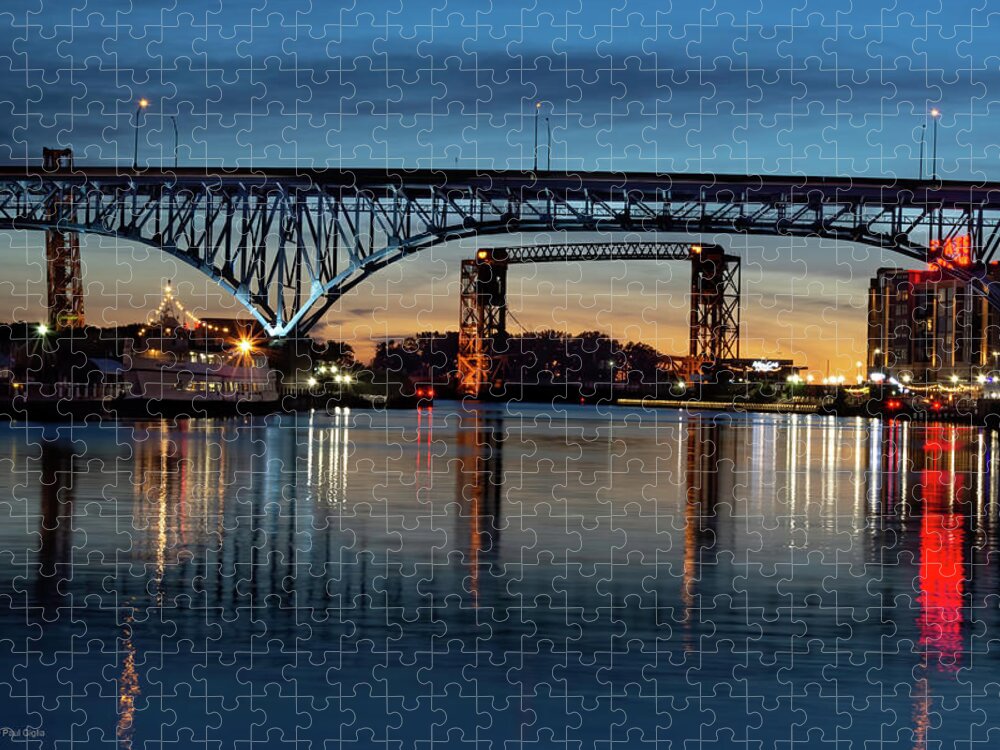 Bridge Jigsaw Puzzle featuring the photograph Bridges of the Cuyahoga River by Paul Giglia