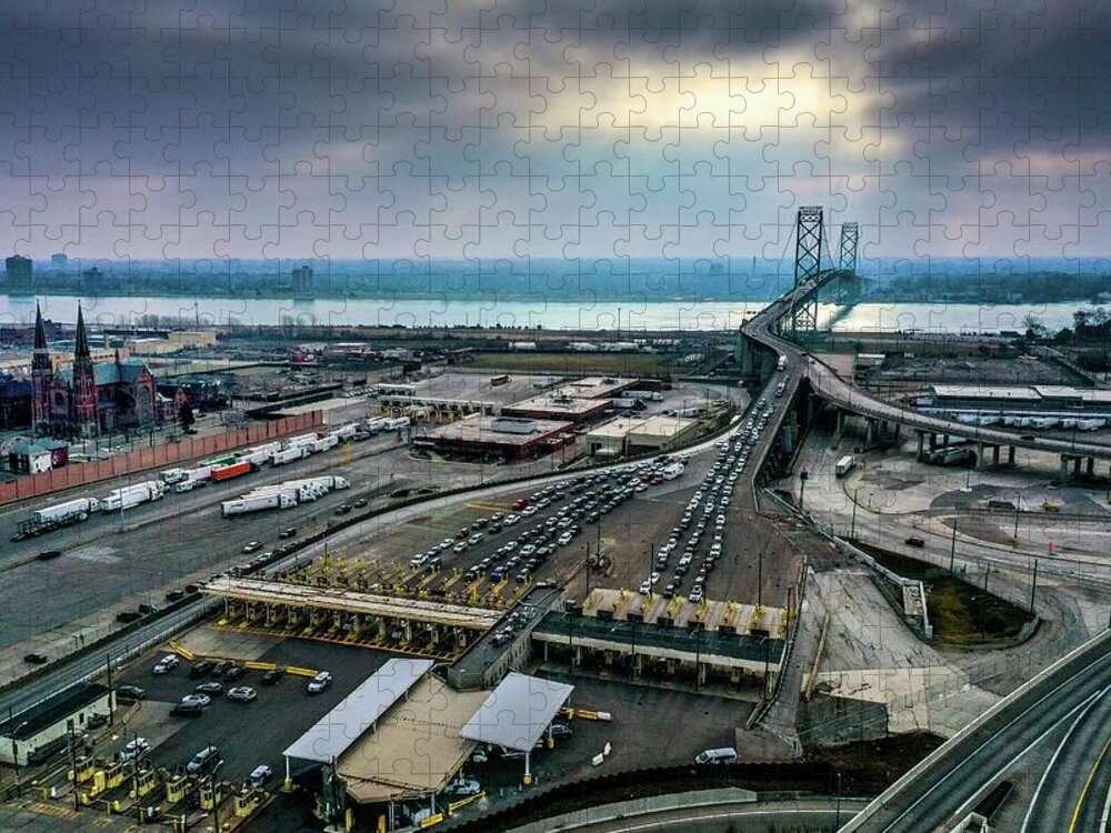 Detroit Jigsaw Puzzle featuring the photograph Bridgeview DJI_0696 by Michael Thomas