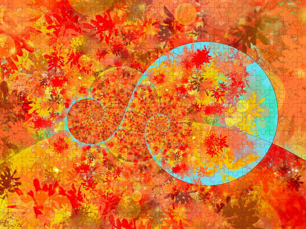 Bright Jigsaw Puzzle featuring the digital art Bright Autumn Day Abstract Spiral 4 by Eileen Backman