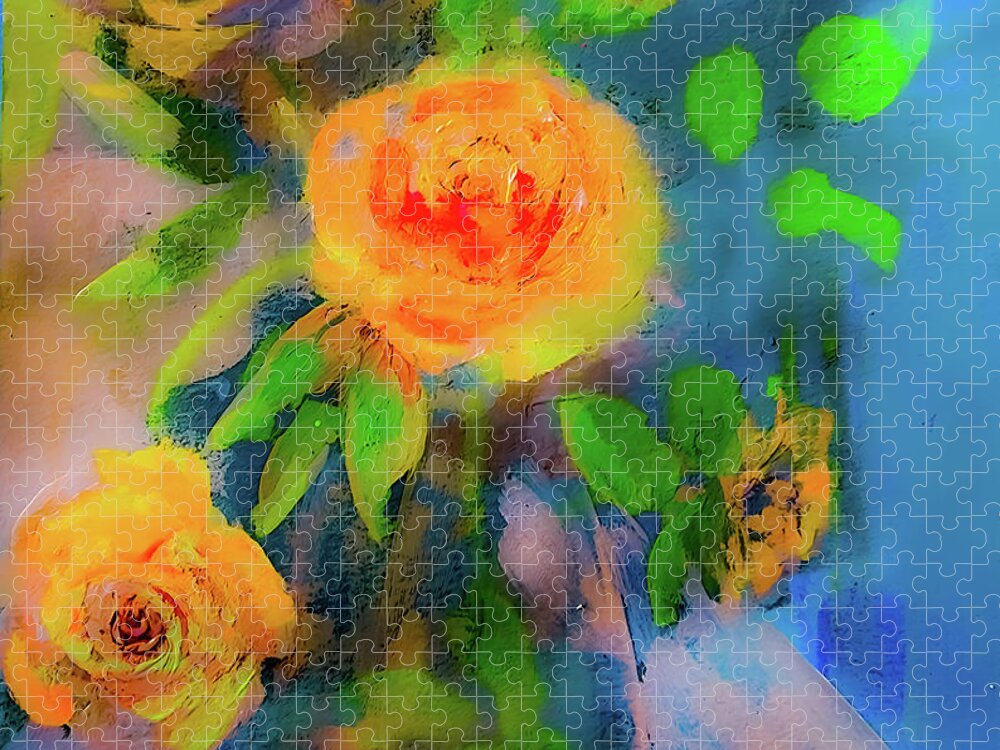 Bright Jigsaw Puzzle featuring the painting Bright Happy Rose by Lisa Kaiser