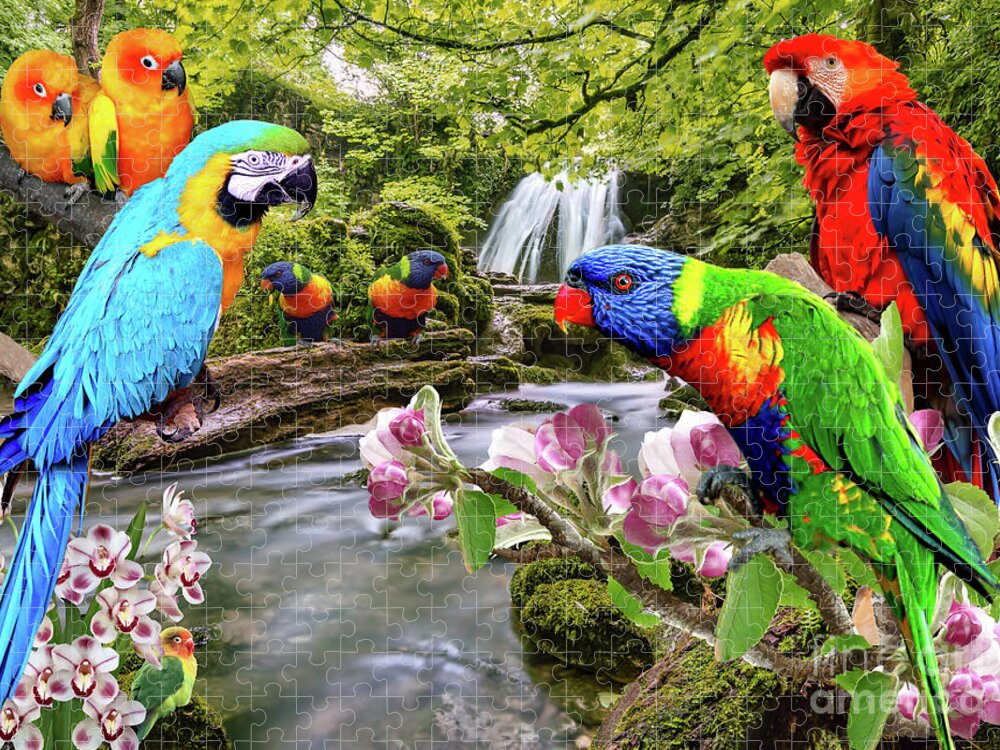 Brightly Colored Parrots In The Rainforest 1000 Piece Adults Jigsaw Puzzle  Jigsaw Puzzle by Safran Fine Art | Pixels