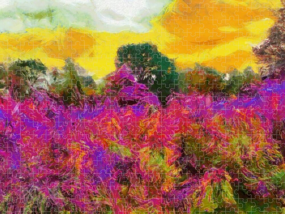 Meadow Jigsaw Puzzle featuring the mixed media Brilliant Meadow by Christopher Reed