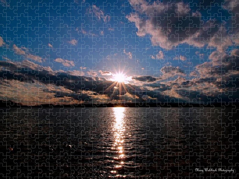 Sunset Jigsaw Puzzle featuring the photograph Brilliant Sun by Mary Walchuck