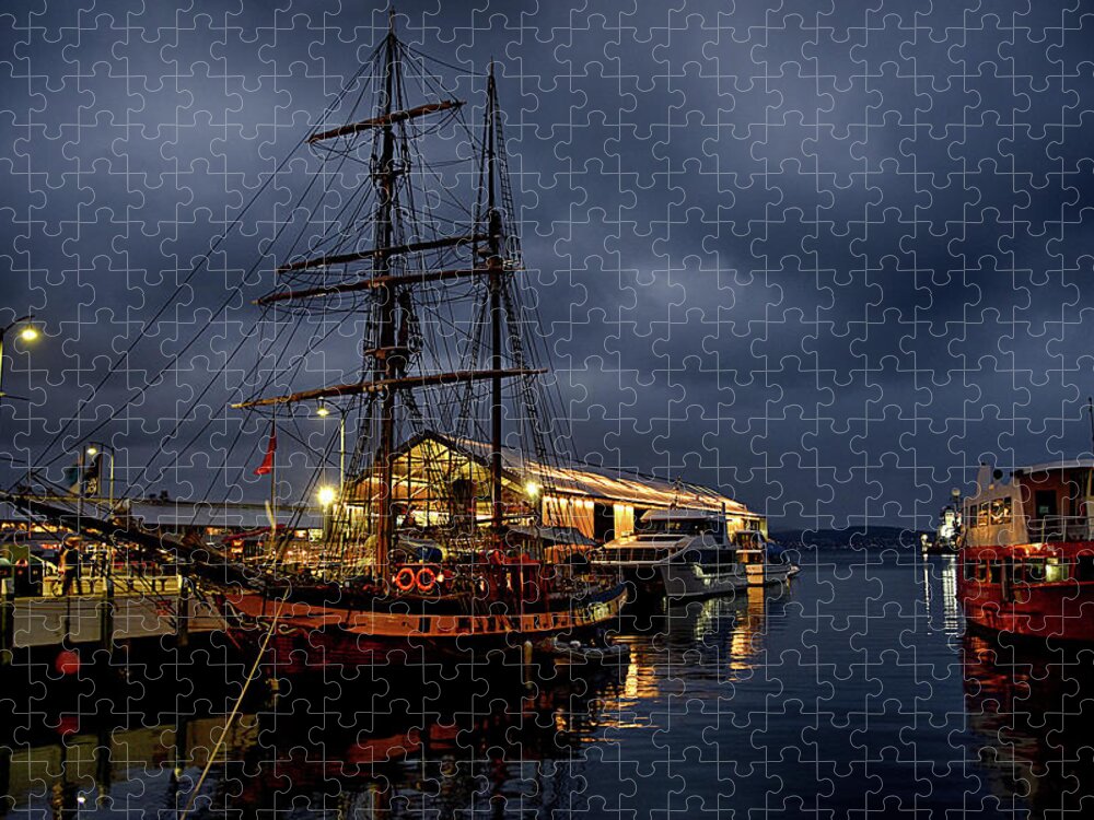 Brooke Jigsaw Puzzle featuring the photograph Brooke Street Pier at night by Andrei SKY