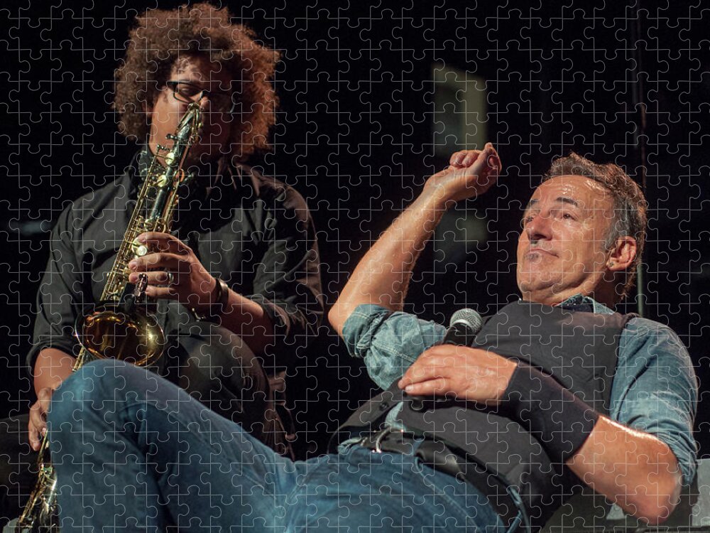 'bruce Springsteen' Jigsaw Puzzle featuring the photograph Bruce and Jake at Greasy Lake by Jeff Ross